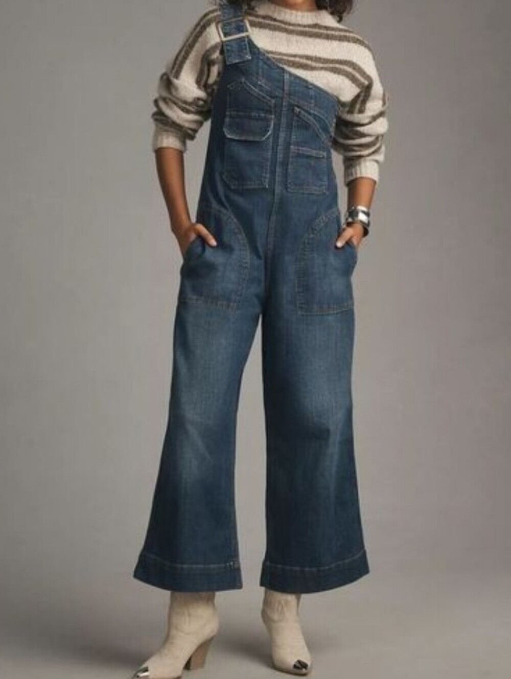 Pilcro One Shoulder Denim Utility Ovetalls Size XS.